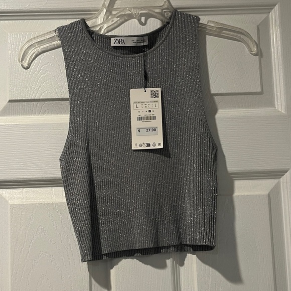 Zara Metallic Gray Crop Top - Picture 1 of 4